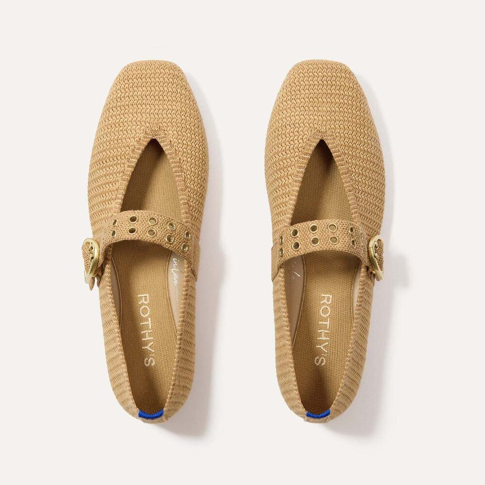 Rothy's The Max Buckle Mary Jane - Tan Woven Size 9